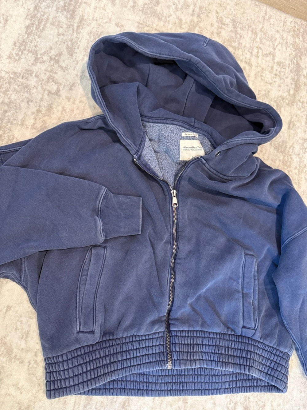 Abercrombie & Fitch Women’s Navy Hooded Zip Jacket Cropped